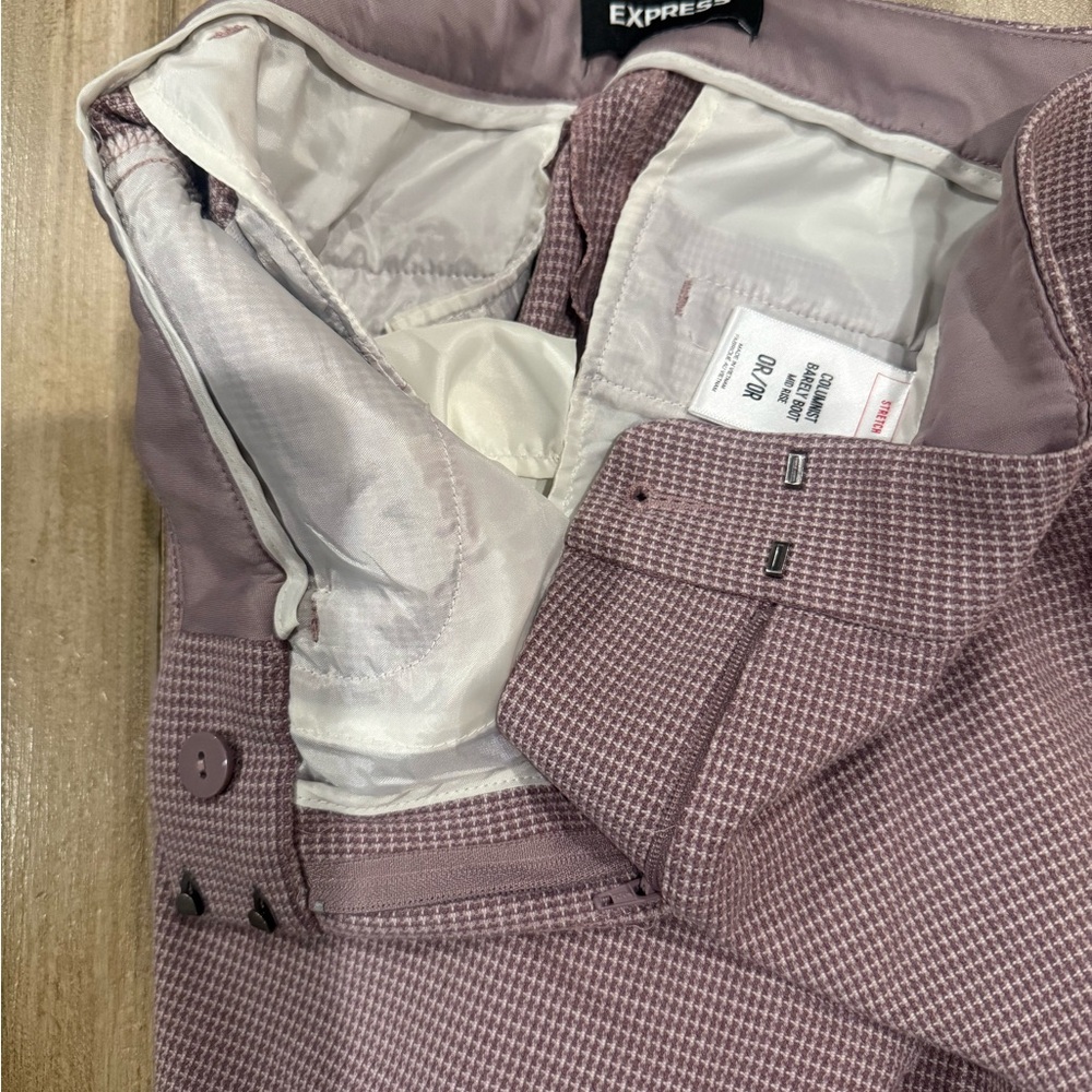 Express Dusty Pink Checkered Trousers